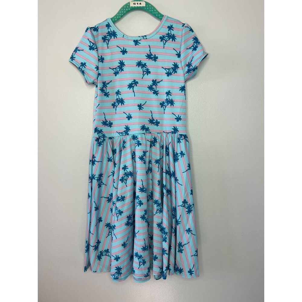 Dotdotsmile Dress Size 5-6 New With Tags Palm Trees Blue and Pink - Picture 4 of 4